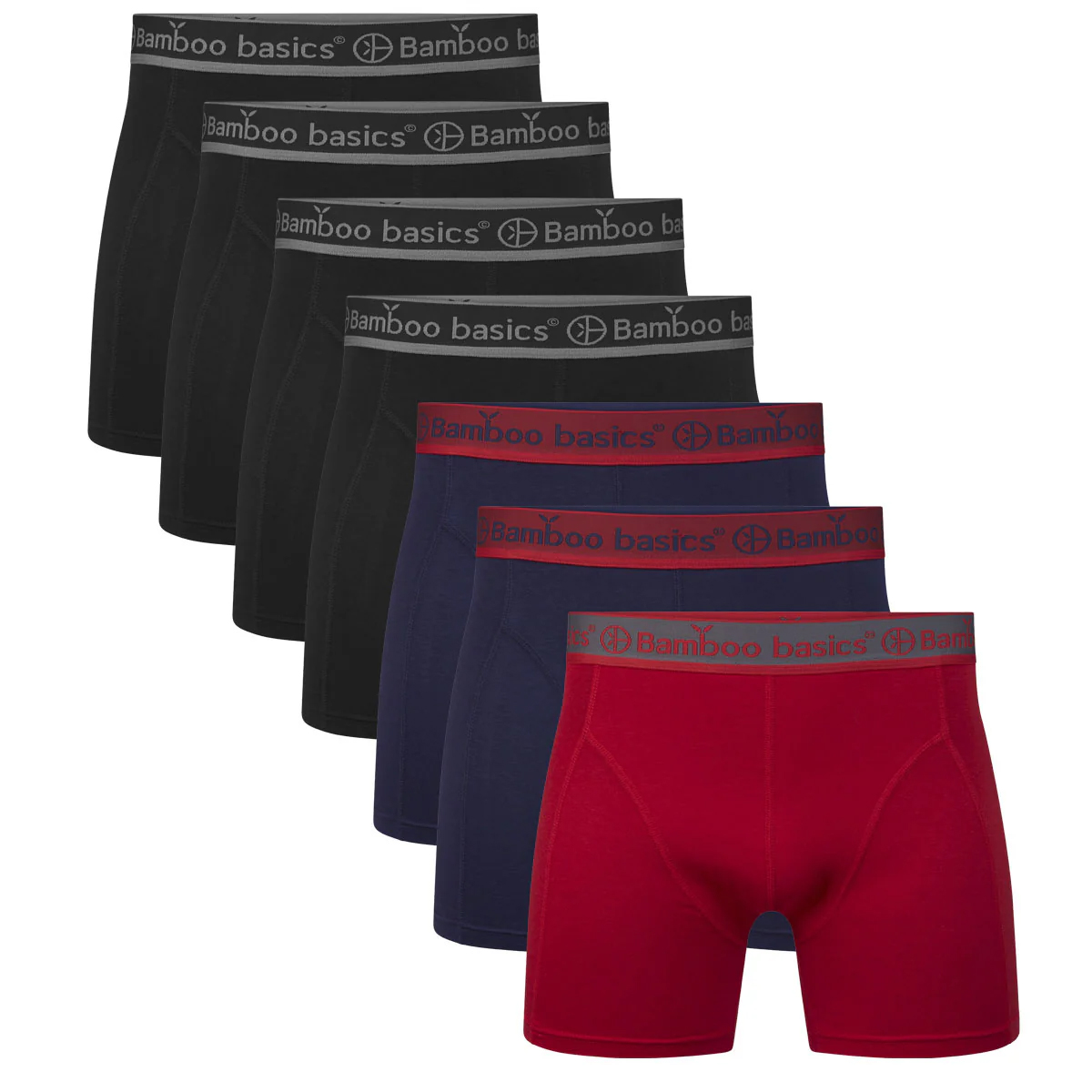 Bamboo basics 7-pack boxers Rico zwart-rood blauw